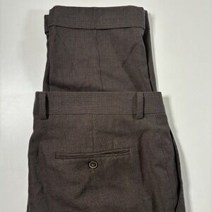Jos A Bank Pants 36x29 100% Wool Brown Houndstooth Cuffed Dress Slacks 90s